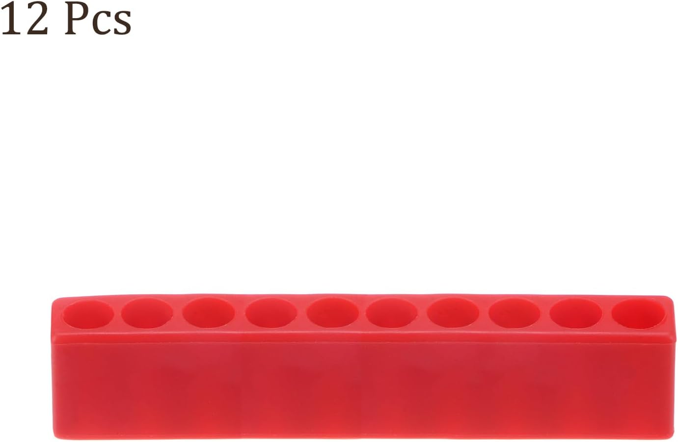 HARFINGTON 12pcs Plastic Hex Shank Screwdriver Bit Holder Organizer 10 Holes 1/4 Inch Plastic Drill Bits Storage Case for Any 1/4" Hex Shank Metal Driver Bits Use, Red