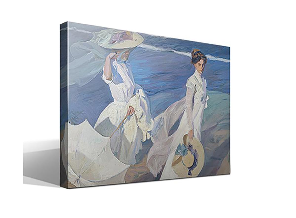 Paseo a la Orilla del Mar | Joaquín Sorolla | Luminismo | Cuadro Canvas Wall Art | Impresión Giclée lienzo algodón puro | Bastidor 3cm | 55x75cm