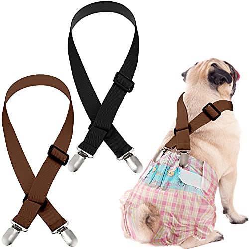2 Pieces Dog Diaper Suspenders Suspenders For Female Dog Diapers Pet Diaper Suspenders Female Male Puppy Suspenders Belly Bands Small Medium And Large Dogs Diapers Dress (S,Brown, Black) #TOP20