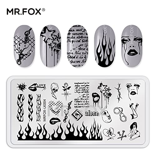 Mrfox 5 Pcs Nail Plates Stamping Set Marbled Punk Spider Web Heart Star Theme Leaf Nail Art Diy Stamping Template #TOP5