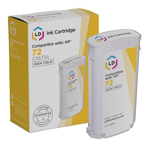 LD Products Compatible Replacements for HP Designjet 72 Yellow C9373A Ink Cartridges High Yield for Use in T1100, T1120, T1200, T610, T620, T770, SD Pro MFP T1120ps, T1200ps Printers (Single-Pack)