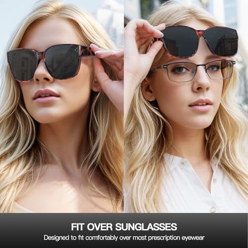 Image of Xfeel Polarized Over Glasses Sunglasses for Women Fitover Sun Glasses | Sunglasses that Fit Over Glasses, UV400 Protection, Outdoor Driving Shades, Over Reading /Prescription Glasses Sunglasses