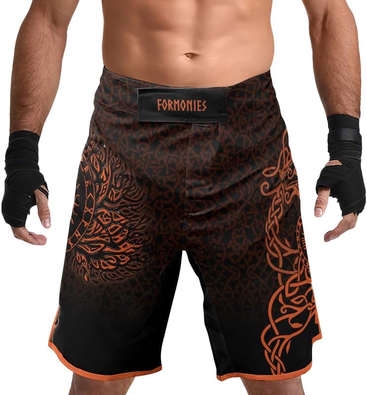 Viking Men's Fight Short MMA BJJ Training No Gi Grappling Shorts Trunks Fight Wear with Drawstring