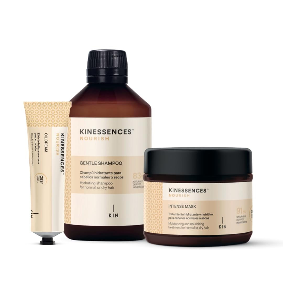 KIN Cosmetics KINESSENCES Nourish Shampoo + Intense Mask + Oil Cream Tratamiento hidratación cabellos normales secos