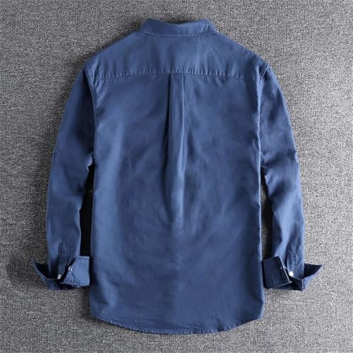 Men Plain Long Sleeve Button Down Shirt Jacket Classic Slim Fit Work Shirt Jackets Spring-Fall Clothing3
