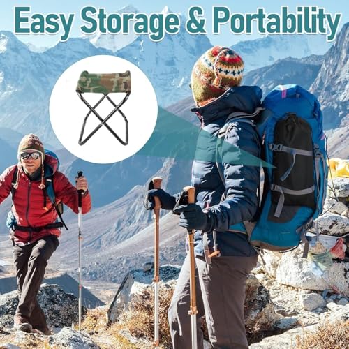 Image of Css Army Heavy Duty Folding Camping Stool, Outdoor Lightweight Small Chair for Camping, Fishing, Picnic, Travel and Hiking Camping BBQ Beach - 17.5 inch Height, Army Green -1 PC