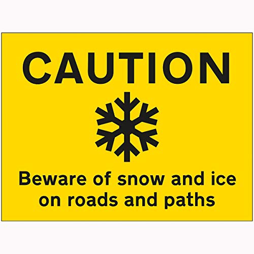 V Safety Caution Slippery Surface Beware Of Snow and Ice On Roads and Paths Sign - 600mm x 450mm - 2mm Rigid Plastic