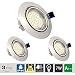 Produktbild LED Einbaustrahler GU10 7W, 3er Set LED Deckenspot Schwenkbar 230V 3000K Warmweiß, 600lm, Runden Chrom gebürstet Deckeneinbauleuchten IP44 für Deckenspots Küche, Badezimmer, Wohnzimme