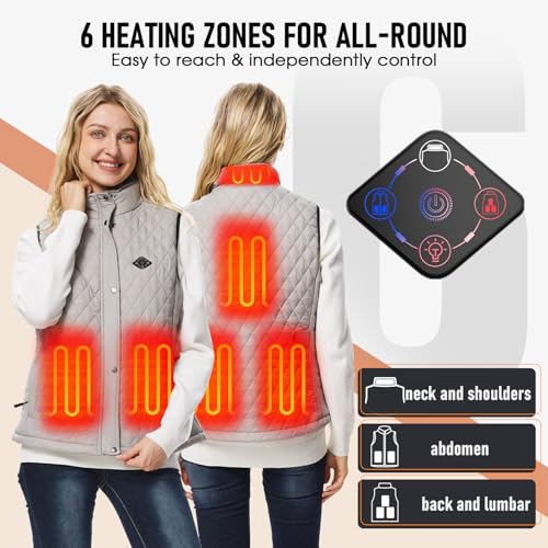 Women Heated Vest with 16000mAh 7.4V Battery Pack, Smart Washable Rechargeable Electric Lightweight Heating Vest Coat2