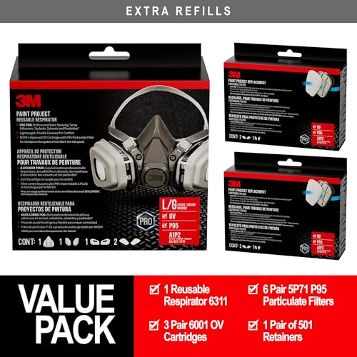 Image of 3M P95 / Organic Vapor Paint Project Reusable Respirator 6311, Large Size, NIOSH-APPROVED