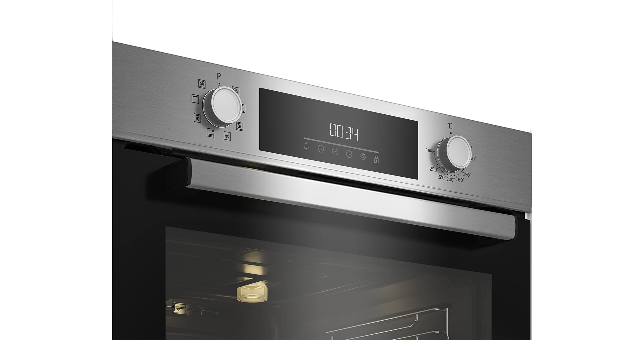 Beko BBSM12340X Einbau-Backofen-Set, Induktionskochfeld 4 Kochzonen, Backofen 8 Heizarten, 72 l Garraum, Schwarz/Edelstahl