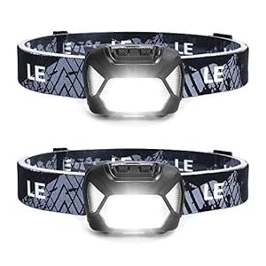 LE Stirnlampe, 1300 Lux LED XPG Kopflampe mit 6 Lichtmodi Scheinwerfer und Rotlicht, IPX4 spritzwassergeschütztes Gehäuse, Batteriebetrieben Stirnlampen C500, Ideal für Camping Joggen, 2 Stück