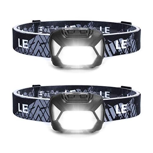 LE Linterna Cabeza LED 1300lux (2 Pack), Linterna Frontal LED Recargable C500, Luz Frontal Cabeza 6 Modos Luz con Luz Rojo, Impermeable IPX4 para Correr, Camping, Excursión, Pesca(Pilas No incluido)
