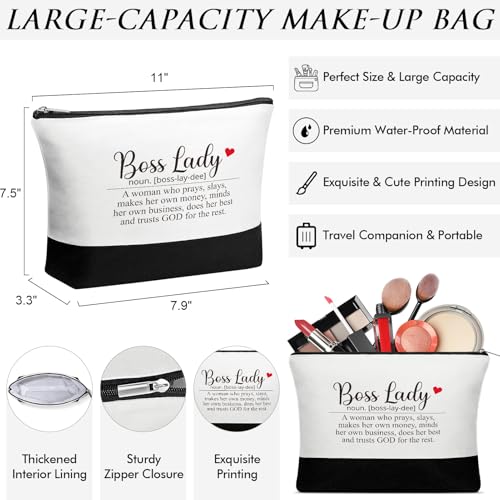 Image of MAYICIVO Bosses Day Gifts for Her Women, Cool Boss Lady Gifts Idea for Bosses Women Female Best Boss Appreciation Gift Christmas Birthday Farewell Gift - Canvas Tote Bag Makeup Bag