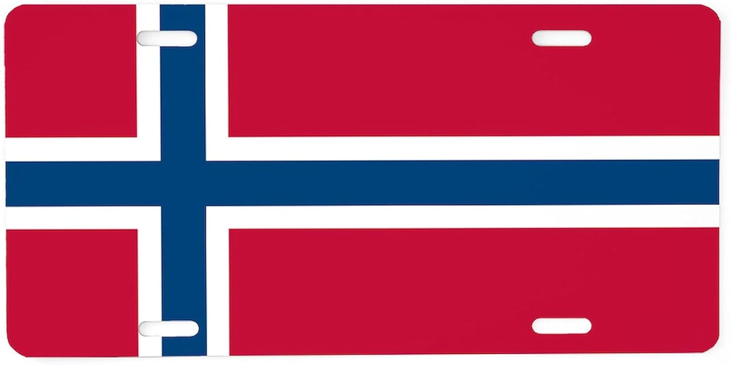 CafePress Norwegian Flag Aluminum License Plate, Front License Plate, Vanity Tag