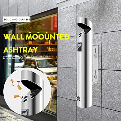 Outdoor Wall-Mounted Stainless Steel Cigarette Butt Receptacle - Durable, Weather-Resistant Disposal Container for Cigarette Waste, Ideal for Patios, Parks, and Public Spaces