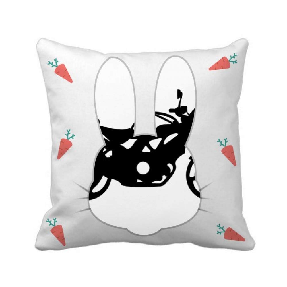 Coussin carré Moto Silhouette Lapin idéal pour créer une ambiance cosy et motard dans la chambre
