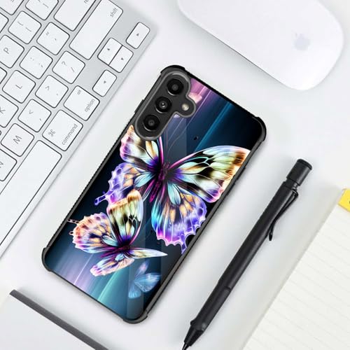 JHYYTUJTYP for Galaxy S25 Case,Tire Texture Non-Slip Soft TPU Hard Back Shockproof Anti-Scratch Protective Case for Samsung Galaxy S25 6.2 inch 2025,Colorful Butterfly — view 4