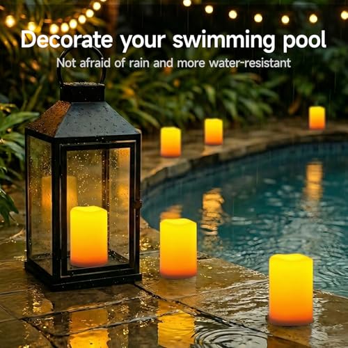 Image of Homemory 4 inchx6 inch Large Solar Candles Outdoor Waterproof, Dusk to Dawn, Solar Powered Flameless Candles for Outdoor, Lanterns, Set of 2