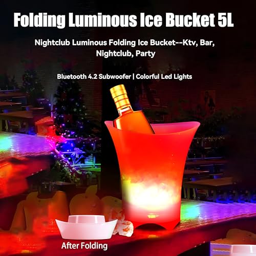 Cubo de hielo LED de 5L y contenedor de bebidas impermeable con luces automáticas 4