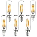 LiteHistory Dimmable t6 led Bulb 40W Candelabra led 2700K Clear 400lm 4W e12 Edison Bulb Warm White 6Pack