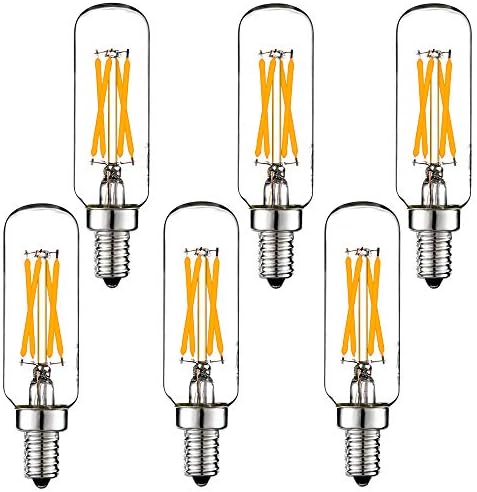 LiteHistory Dimmable t6 led Bulb 40W Candelabra led 2700K Clear 400lm 4W e12 Edison Bulb 6Pack