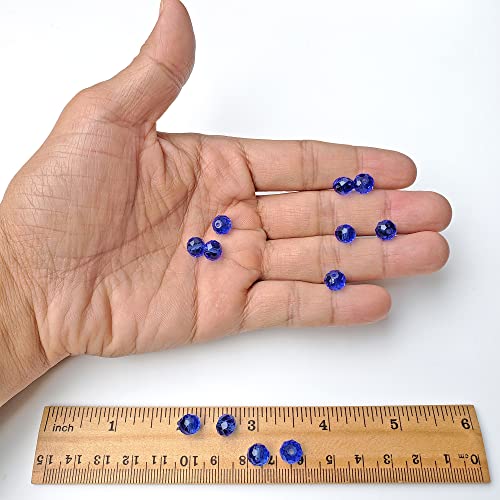 Image of 8mm Rondelle Sapphire Blue Glass Beads for Jewelry Making 300pcs Faceted Briolette Shape Crytal Spacer Beads for Bracelet Necklace Earring