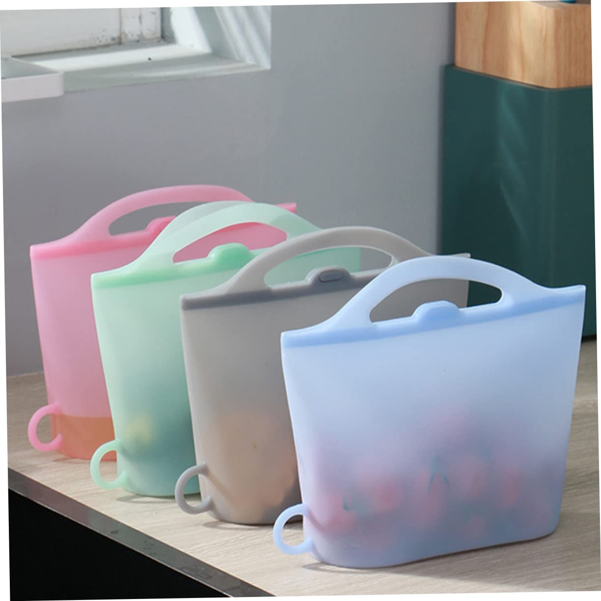 Cabilock Bolsas De Silicona Reutilizables Para Almacenar Alimentos 4 Unidades 1000ml Perfectas Para Refrigerador y Congelador