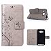 Galaxy J3 Case, LANDEE Advanced Pressed Flowers Series The Unique Design PU Leather Wallet Stand Flip Case Cover for Samsung Galaxy J3 (2016) DUOS (5,0 Inch) Gray (J3-P-0402)