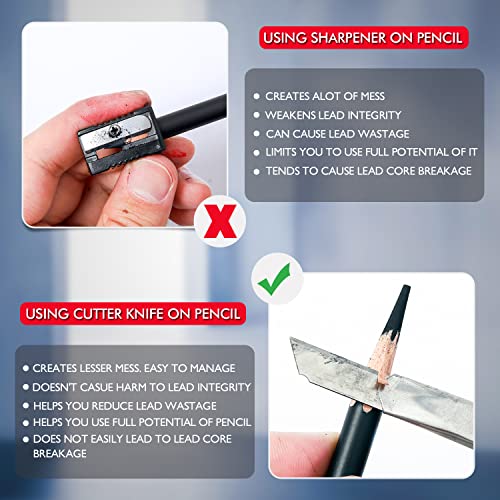 Brusarth Professional Charcoal Pencils Drawing Set 6 Pieces (Ex-Soft, Soft, Medium, & Hard) Charcoal Pencils For Drawing, Sketching, Shading, Artist Pencils For Beginners & Artists #TOP4