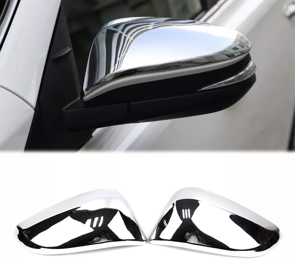 Carbon Color Style Side Rearview Mirror Cover Cap Trim For Toyota RAV4 14-19 & Highlander 15-21 & Fortuner 11-22 & Innova 16-21 & Hilux Revo 15-2018 & HARRIER/Venza (Chrome Silver)