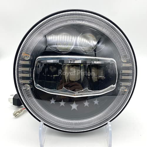 Image of Smart LED 7inch HJG Headlight with 3 in 1 Yellow, White, Blue Light DRL -12V Korean LED Compatible with Royal Enfield All Models, Thar, Gypsy