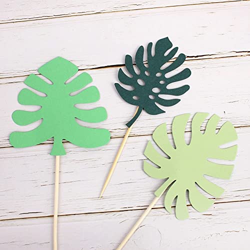 Ercadio 14Pcs Tropical Palm Leaves Cake Toppers Palm Leaf Jungle Cake Decorations For Hawaii Luau Cupcake Picks Plant Leaf Summer Tropical Theme Birthday Party Cake Decorations Supplies #TOP6