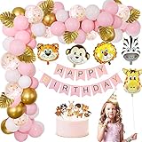 El mejor globo de decoración de cumpleaños para niñas: globos de animales de aluminio y globos de látex, y todos los globos de látex, no tóxicos e inofensivos. Nuestros globos son fuertes y duraderos, SOPORTAN HELIO O AIRE. Tenga en cuenta que el globo de papel de animal no es elástico, infle lentamente. Diferentes globos de animales, imagen vívida, a los niños les gustarán mucho, puedes decorar una fiesta de la jungla rosa sin gastar mucho tiempo.