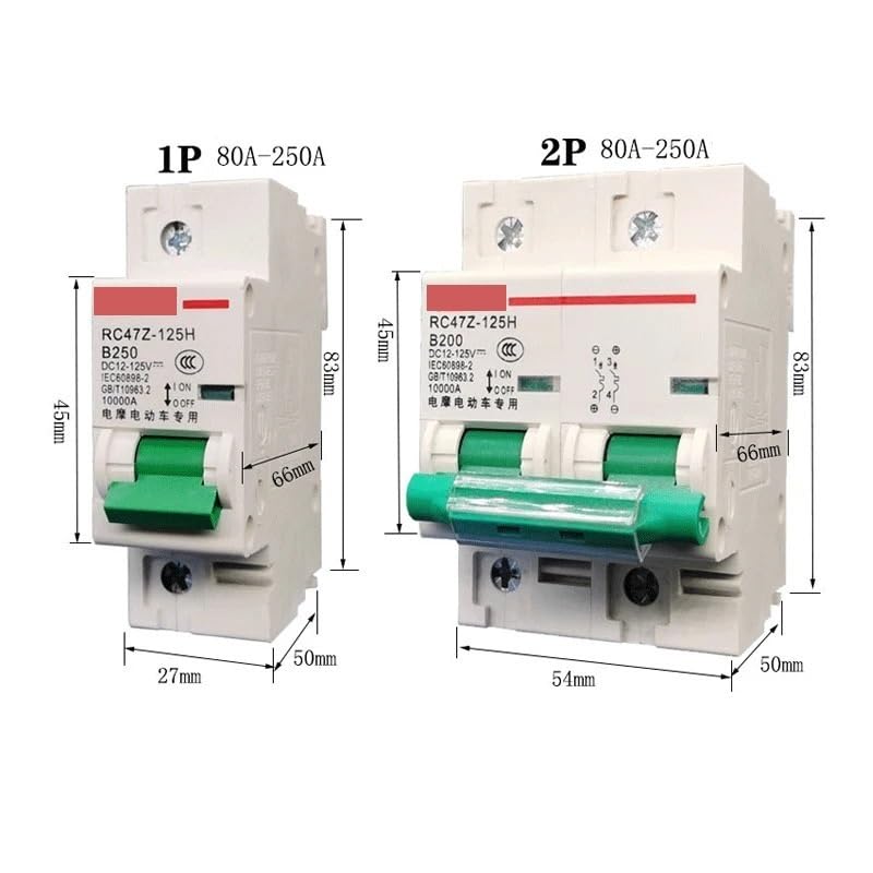 Salvavita Riarmo Automatico Interruttore automatico CC 1P 2P 80A 100A 125A 150A 200A 250A for 12V 24V 36V 48V 60V 72V 120V(2P,150A)