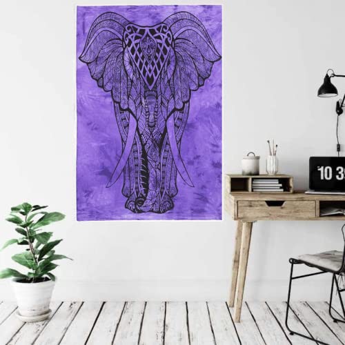 AVA Collections Wandteppich, mehrfarbig, psychedelische Wandteppiche, indische Baumwolle, Poster, Picknickdecke, Wanddekoration, Decke, Wandkunst, Hippie, Schlafzimmer-Dekor (Lila, großer indischer