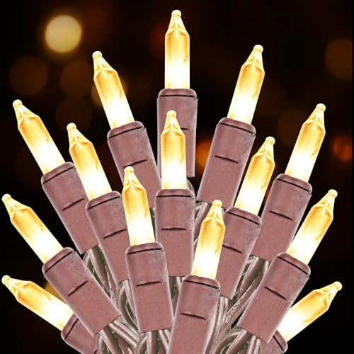 chatool Christmas Lights 100 Count Warm White Lights with Brown Wire 21ft UL Certified Tree String Lights for Indoor Outdoor Christmas Decoration Home Garden Party Decorations Warm White Brown Wire