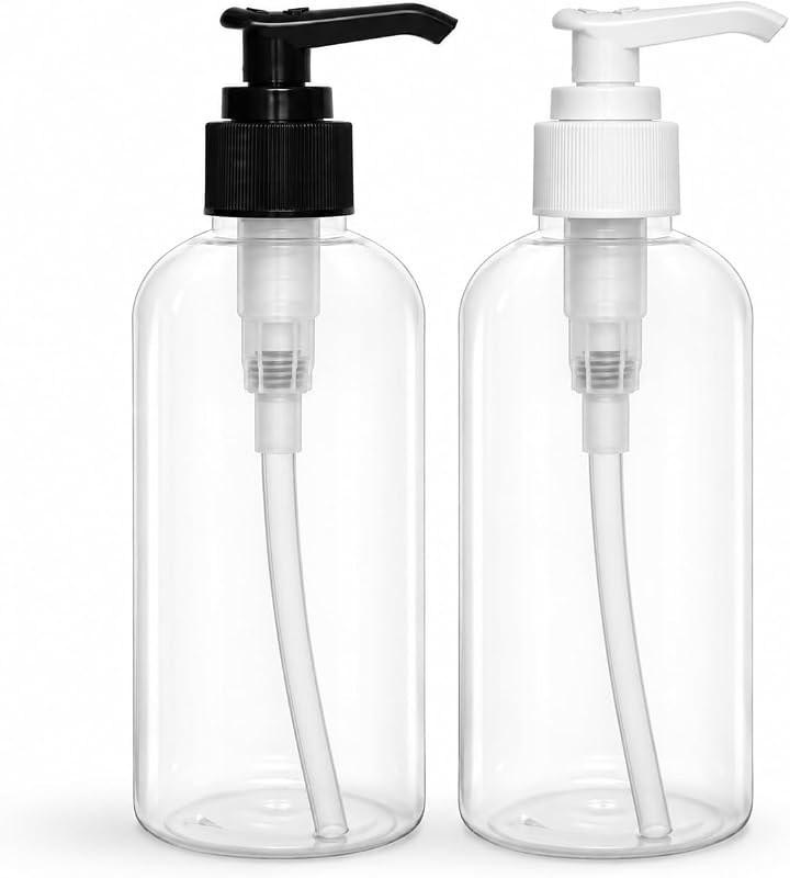 BRIGHTFROM Frascos Recarregáveis com Bomba para Loção, 240 mL, PETE1 Transparente, Pacote com 2