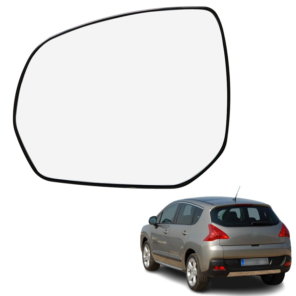 Verre de Rétroviseur Gauche, Rétroviseur de Voiture en Verre Chauffant Rétroviseur Extérieur Gauche Compatible avec Peugeot 3008 5008 2009-2016