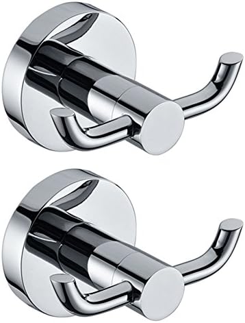 2pcs Stainless Steel Towel Holder Hooks Brass Chrome Door Bathroom Robe 2 Hook Hat Clothes Wall Door Hanger