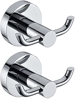 2pcs Stainless Steel Towel Holder Hooks Brass Chrome Door Bathroom Robe 2 Hook Hat Clothes Wall Door Hanger