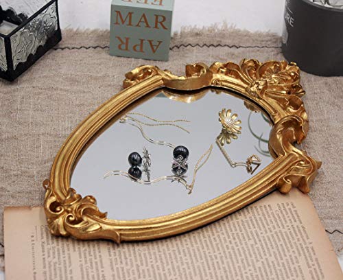Funerom Vintage 11.6 X 9 Inch Decorative Wall Mirror Gold Shield Shape #TOP5