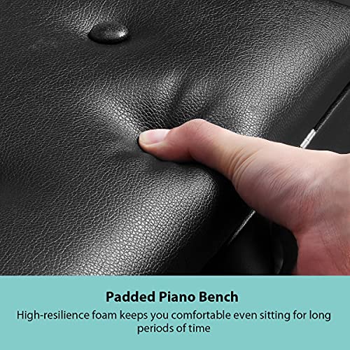 image for Melodic Piano Bench Keyboard Stool Piano Chair Adjustable Height Wood 