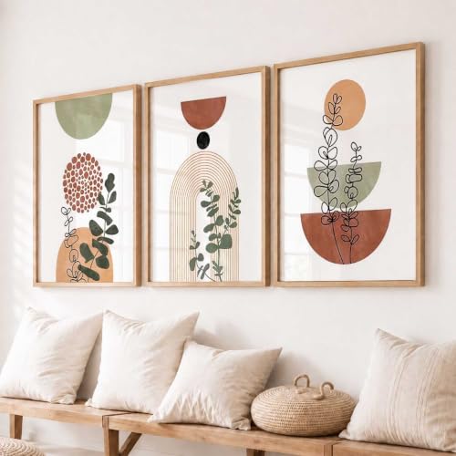 Image of kotart Elegant Boho Art Home Decoration Paintings With Frame For Living Room Bed Room Hotel Wall Decor Digital Reprint Set of 3