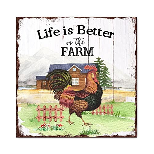 Coq de poule panneau en bois rustique de 40cm et tableau decoration murale en bois ferme