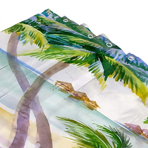 Rideau de douche motif palmier en polyester imperméable format carré 180cm - 4