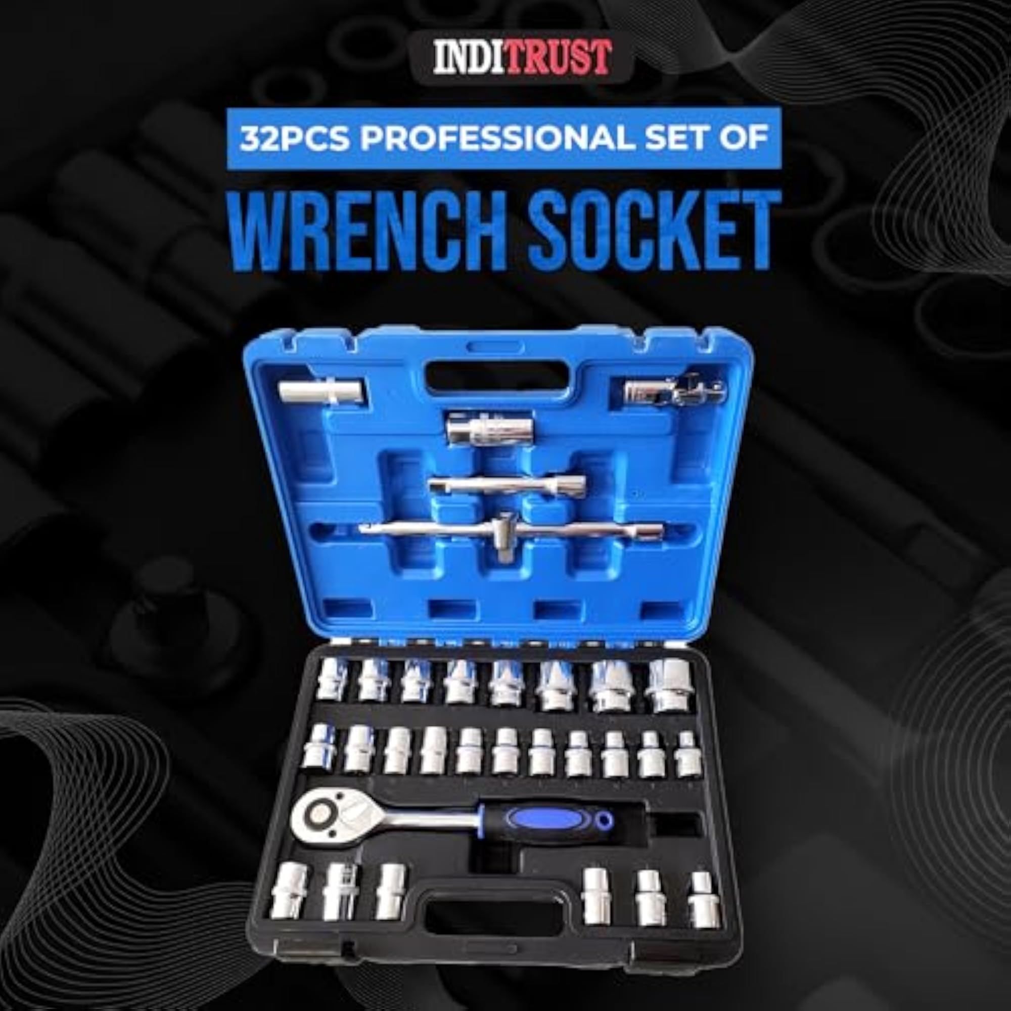 32pcs Heavy Duty Rachet Professional Wrench Socket Set
