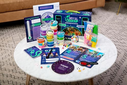 My Lil Startup Kids Slime Business Kit, Entrepreneur Starter Set with Instruction Book, Sales Tracker, 20 Slime Colors, Decorative Beads, Business Learning Tools for Young Entrepreneurs