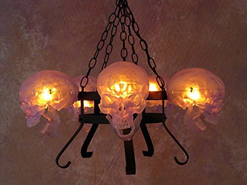 Skull/Metal Chandelier w/Five Clear Skulls No Candles