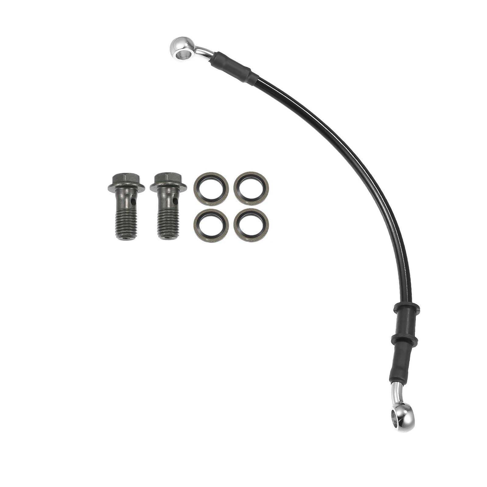 Ksxzw Black- Silver Motorbike Part 30Cm 28 Degree Brake Hose Motorcycle Braided Hydraulic Line Oil Pipeline Black